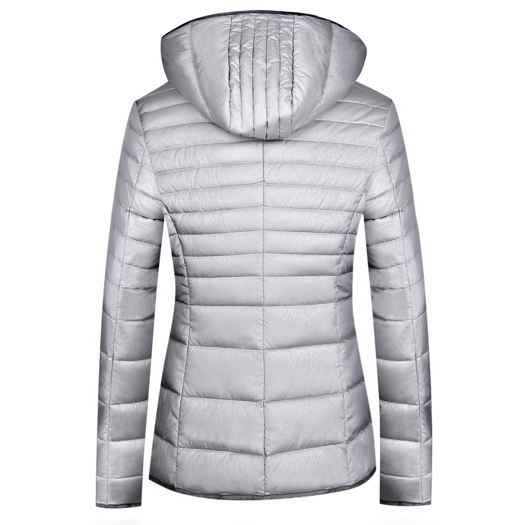 女性のフード付きの暖かい居心地の良い耐水性リサイクルポリエステルフグショートジャケット