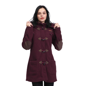 女性の冬のコードフリース暖かいかわいいホーンボタンコートジャケット