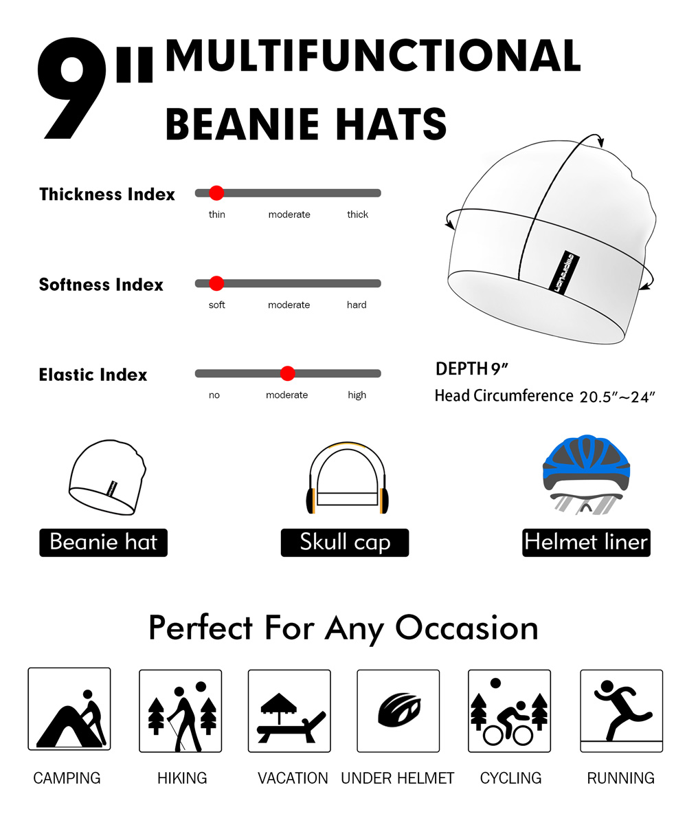 9 &quot;男性女性用スカルキャップヘルメットライナースリープキャップを実行している多機能軽量ビーニー帽子